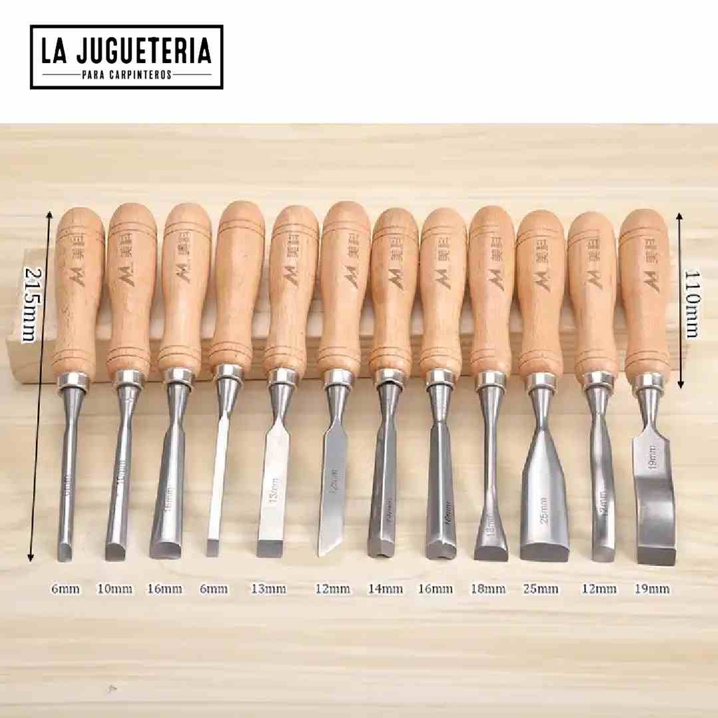 Gubias / cinceles para  talla. Set 12 unidades