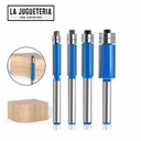 Fresas de corte recto, copiadoras con 1 rodamiento. Vástago de 1/4". Set 4 pcs. Ref.P15