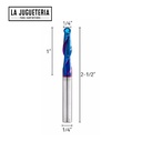 Fresa 1/4" Diente de Perro de Carburo Sólido con Recubrimiento de Larga Vida, Espiral para Inmersión de 1/4" Diámetro x 3/4" de Longitud de Corte, Corte Ascendente Ref.P55