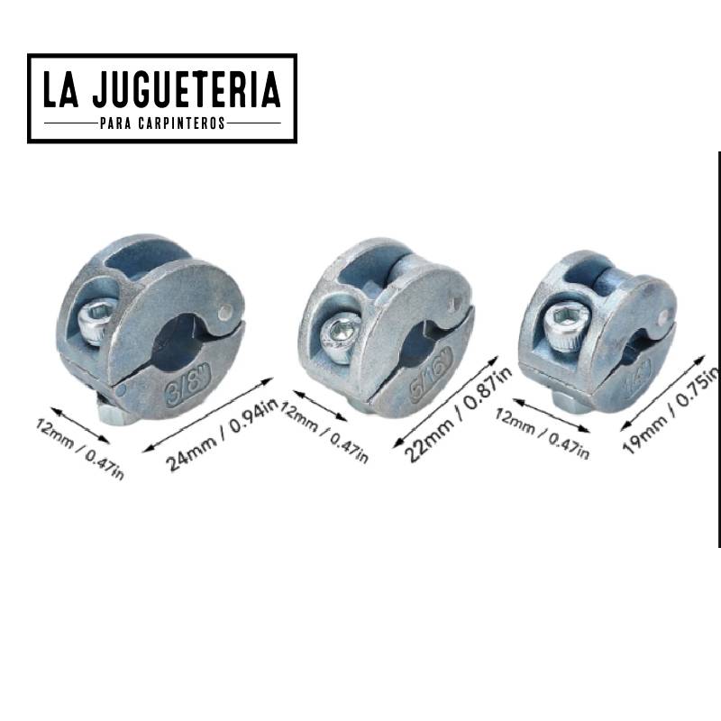 Collares de tope para brocas, anillos de tope de profundidad de perforación de Metal con llave hexagonal, tipo abierto, 3 uds.