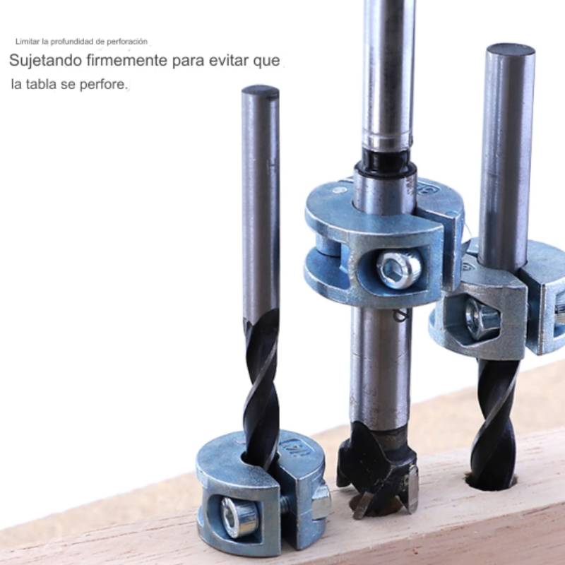 Collares de tope para brocas, anillos de tope de profundidad de perforación de Metal con llave hexagonal, tipo abierto, 3 uds.