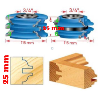 Fresa para moldura y contramoldura de trompo en 25 mm 