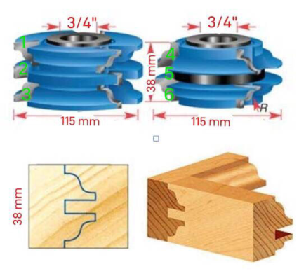 Fresa para moldura y contramoldura de trompo en 25 mm 