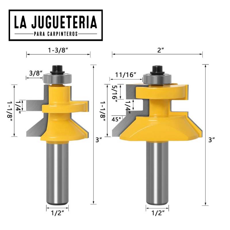Juego de Fresas de 1/2 para paneles de maderacon muesca en V de 1,27 cm