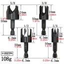 Set de 8 Brocas sacabocados o sacatarugos Tipo C y garras de 1/4", 3/8", 1/2", 5/8" (Métrica 6mm 10mm 13mm 16mm)