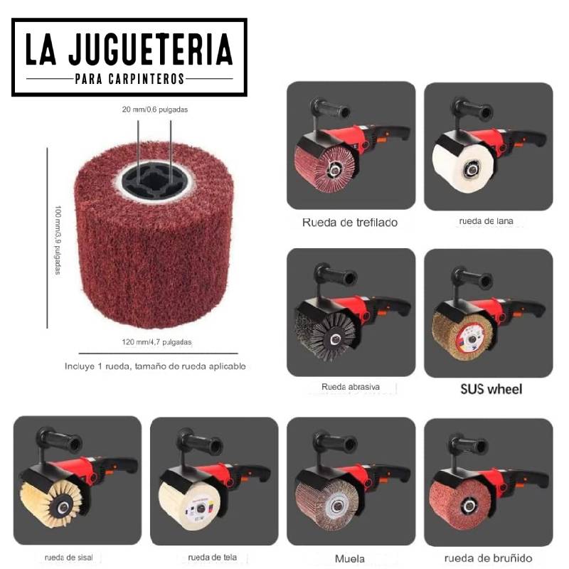 Pulidora de acero inoxidable de mano de 1200 W, máquina de pulido de metal ó madera de 6 velocidades variables 