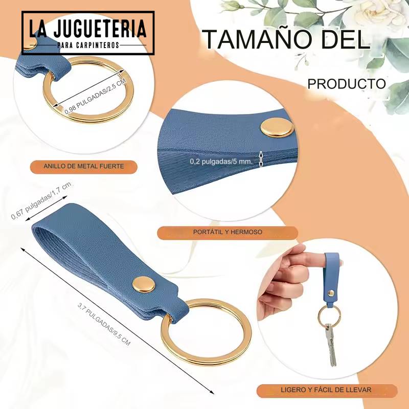 Llavero de cuero MARRÓN para grabar laser para regalo corporativo con anilla dorada 