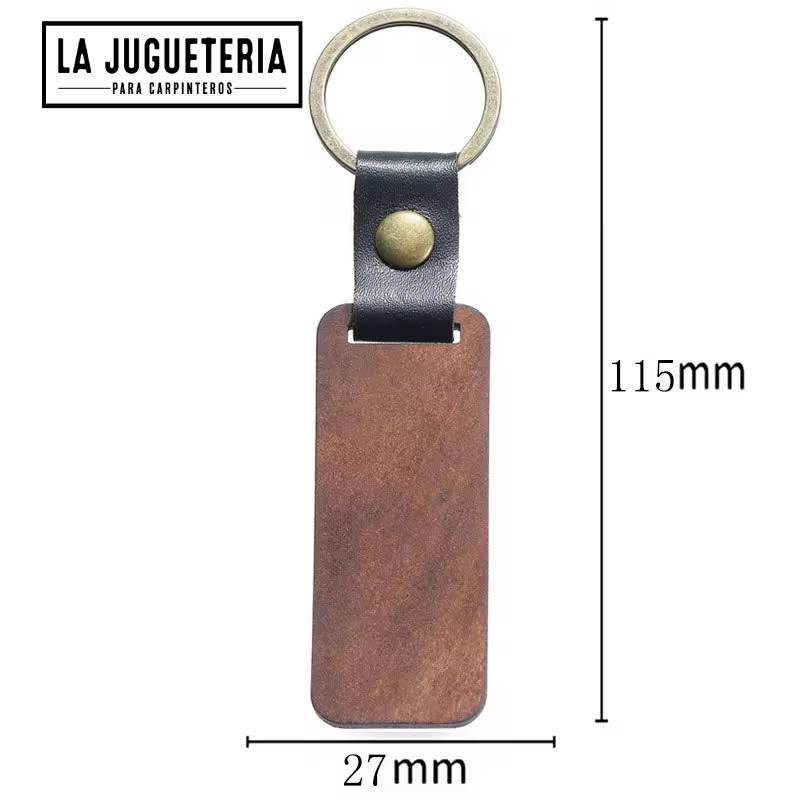 Llavero de cuero MARRÓN para grabar laser para regalo corporativo con anilla dorada 