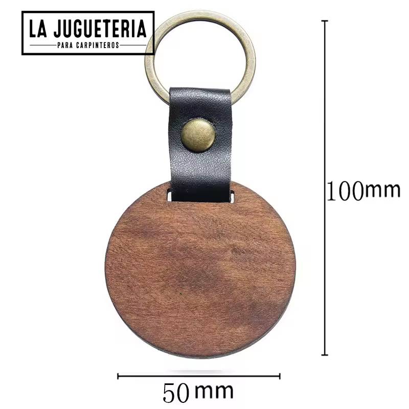 Llavero de cuero MARRÓN para grabar laser para regalo corporativo con anilla dorada 