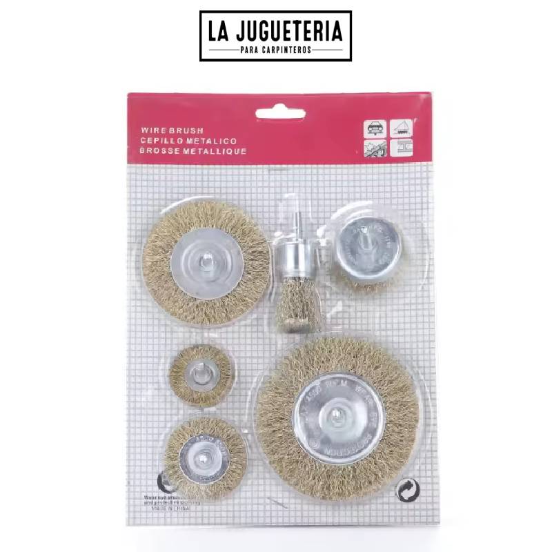 Juego de 6 cepillos de rueda de alambre