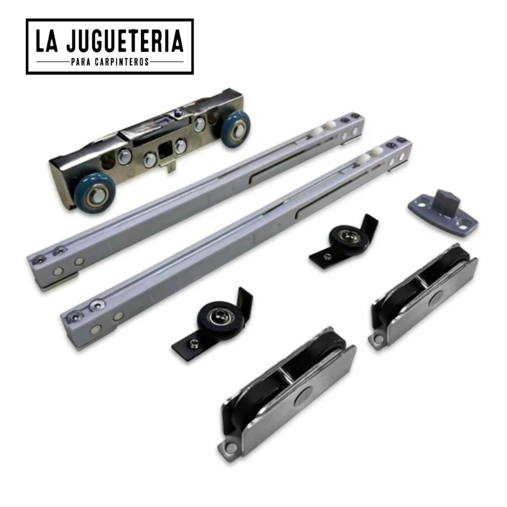 Kit de hardware deslizante para puertas de vidrio y madera - Sistema oculto SVA-041 para ducha y baño 