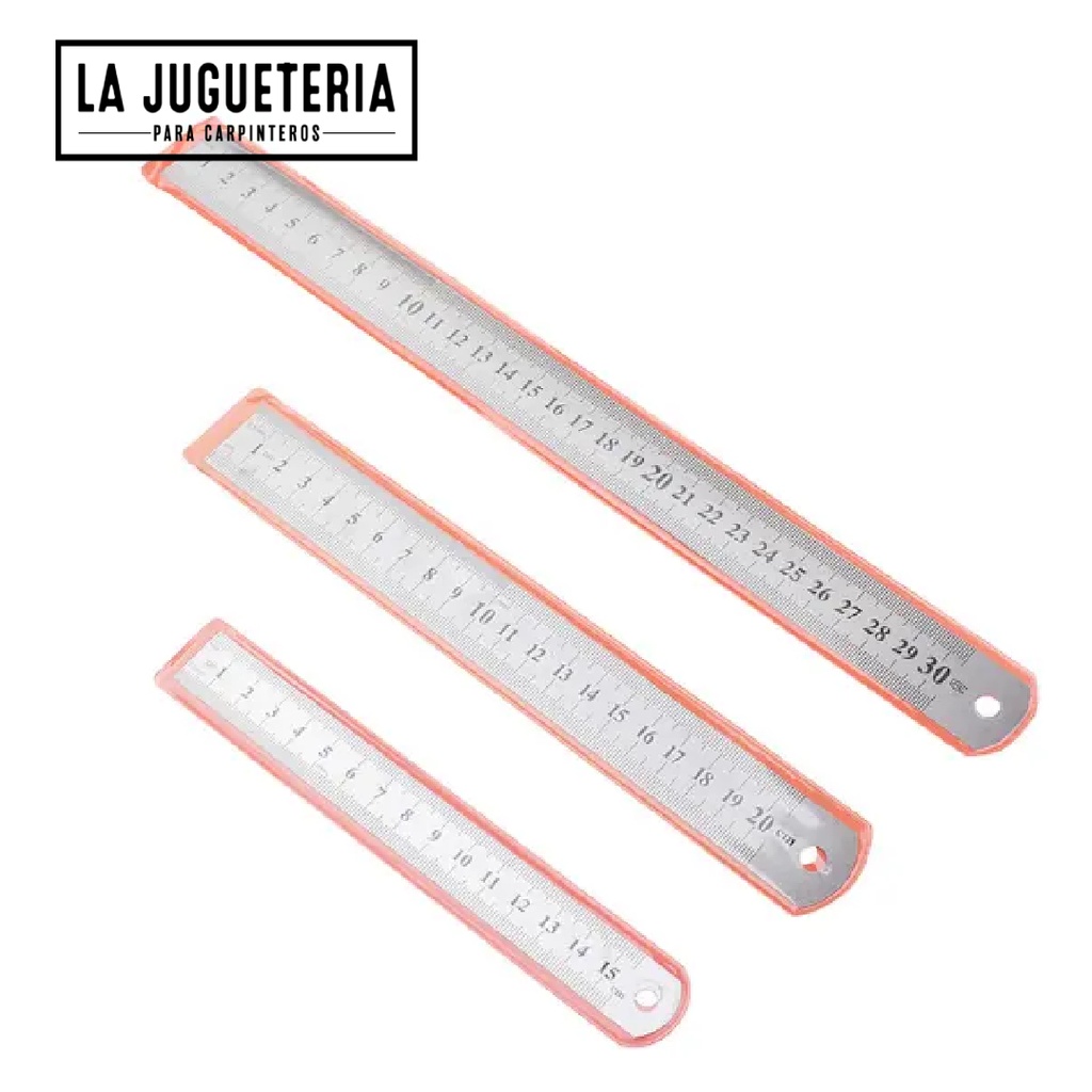 Juego de Reglas Metálicas de Doble Cara con Escala en Centímetros y Pulgadas -20cm 