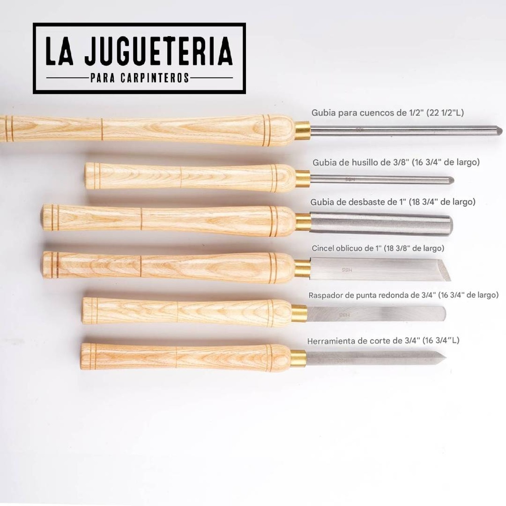 Set de 6 gubias para torno de madera