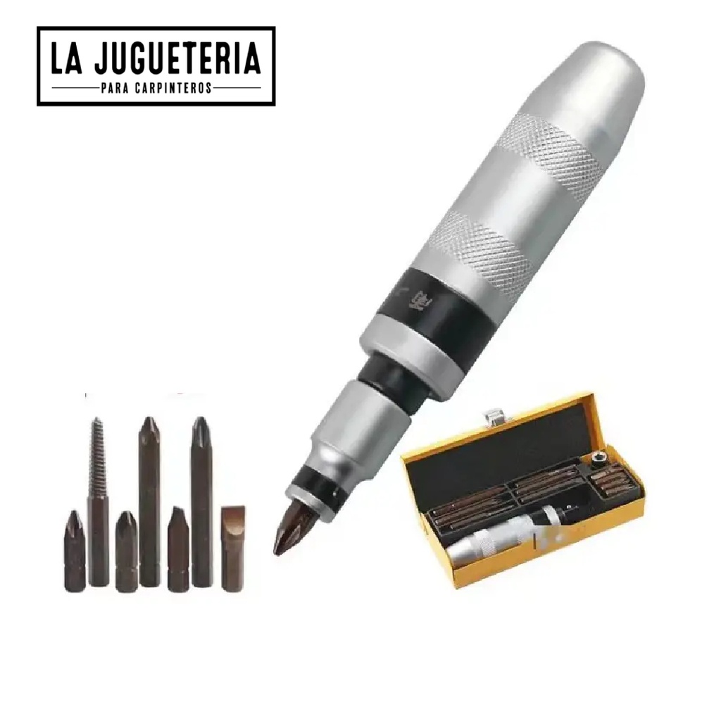 Destornillador de Impacto Manual con Juego de Puntas - Herramienta Profesional para Aflojar Tornillos Recalcitrantes 