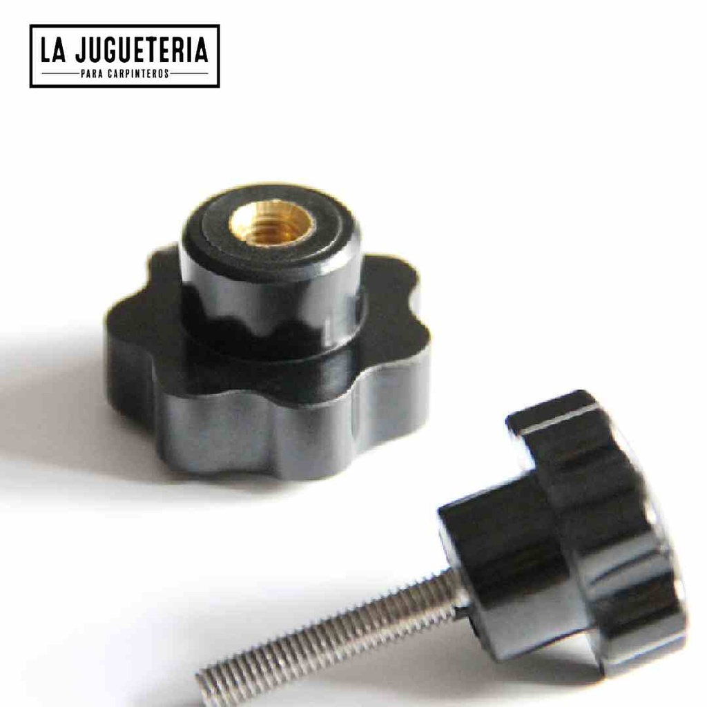 Perilla de sujeción tipo tuerca estrella M6  abierta Paquete 5 pcs