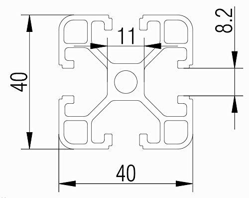 Perfil de aluminio 4040 - 100 cm. Tipo T.