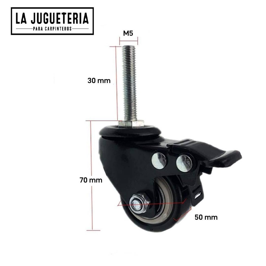 Ruedas con freno para perfiles de aluminio 4040 y muebles