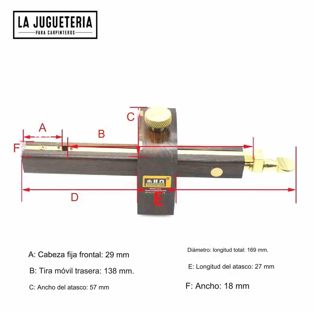 Gramil calibre de mortaja de ébano multifunción, Herramienta de medición para carpintería