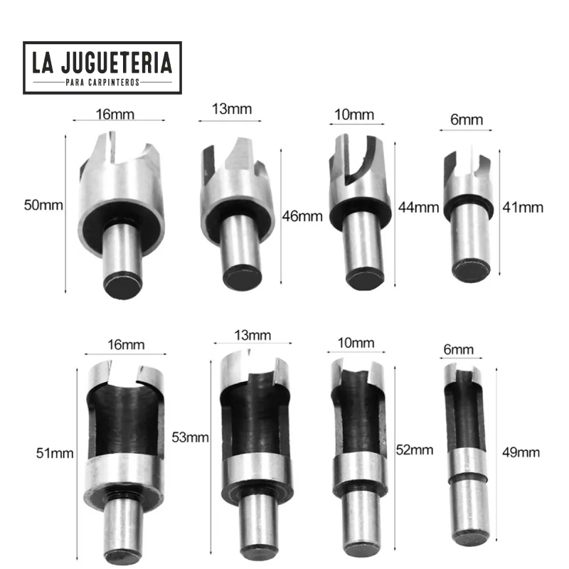 [A674] Sacabocados set de brocas C y 4 garras tamaño  6-10-13-16 mm