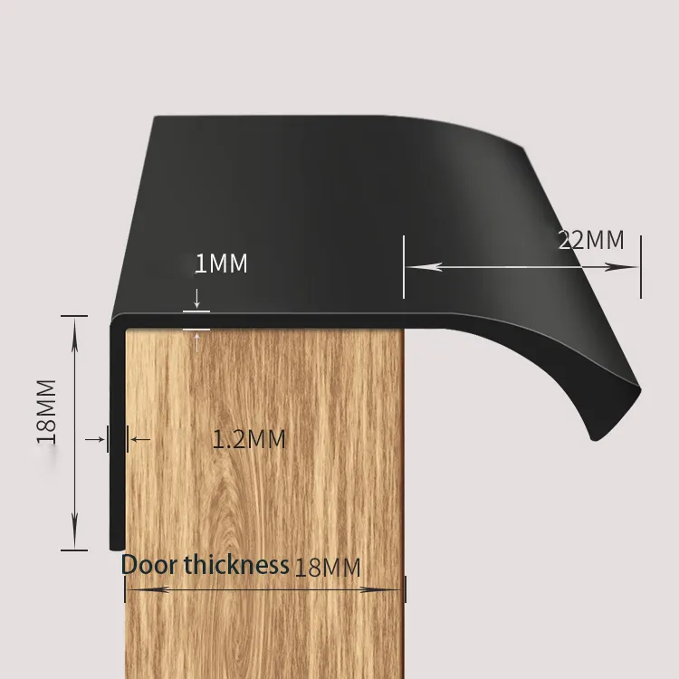 [A724] Tiradores de armario de cocina para cajones ocultos en aluminio 180 mm