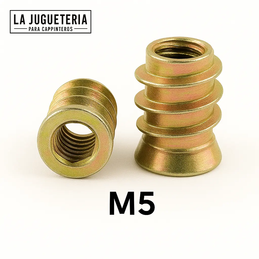 [A774] Tuerca de embutir M5 x 10mm-pack 50 unidades- Insertos para madera