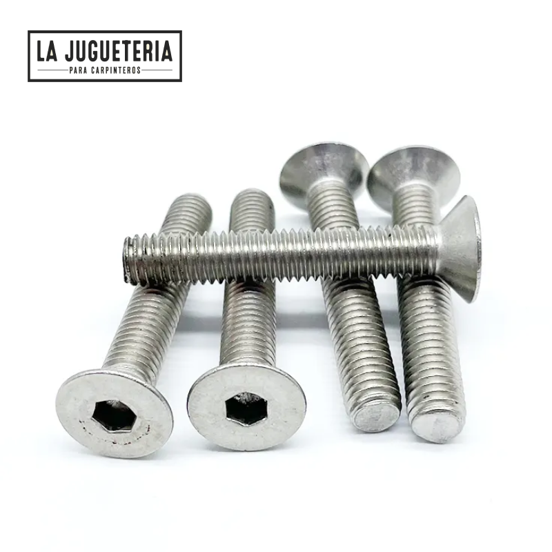 [A749] Tornillos hexagonales de cabeza plana M6 x 35 mm de aluminio 6063 - Bolsa 12 unidades