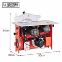 Sierra de mesa 110 V con disco incisor y colector de polvo. Plegable y portable. Potencia: 2.600 W, potencia incisor : 1.600 W. elevador de disco eléctrico