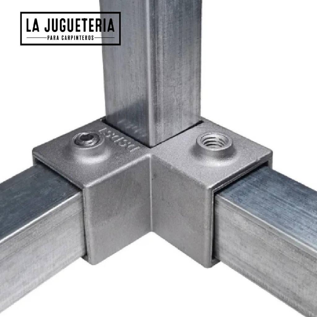 [A205] Conector de tubo cuadrado Tres Vias de aluminio mediante abrazadera de llave para decorar tubos de 25mm
 (1 pulgada x 1 Pulgada)