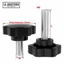 Perilla de sujeción estrella M8 x 50mm de largo tipo tuerca Paquete 5 pcs