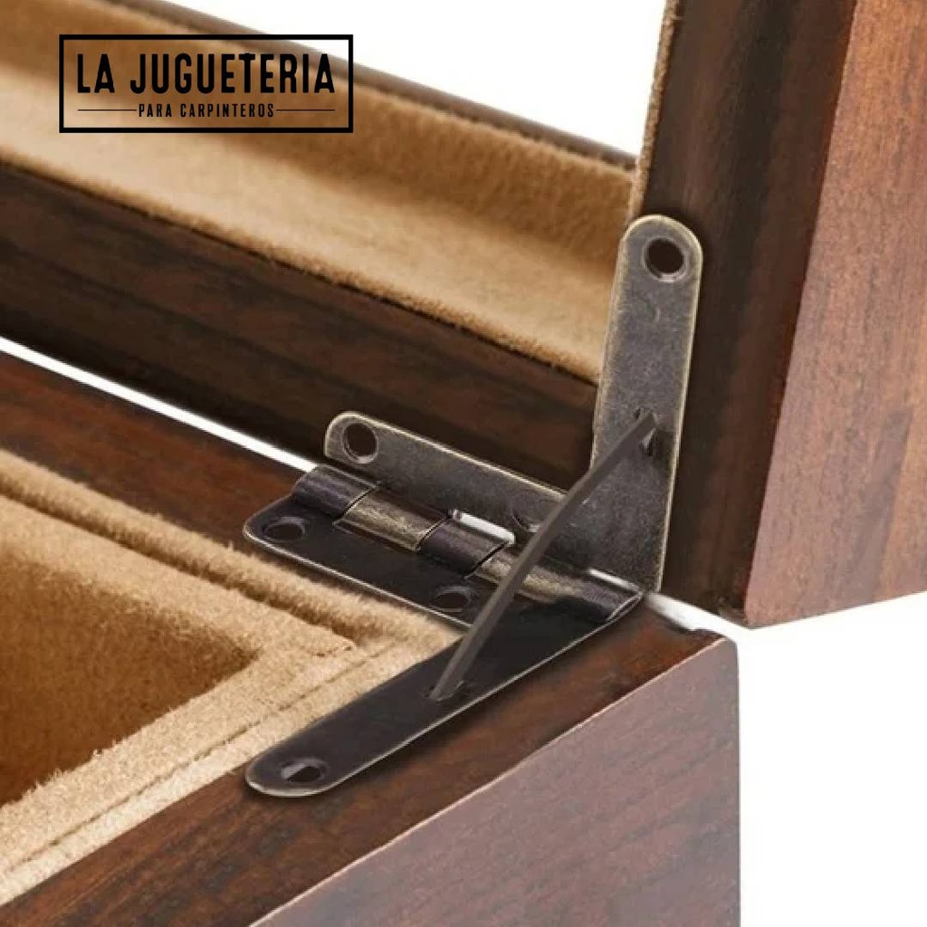 [A077] Bisagras de latón macizo para cajas y joyeros de madera - Color Bronce