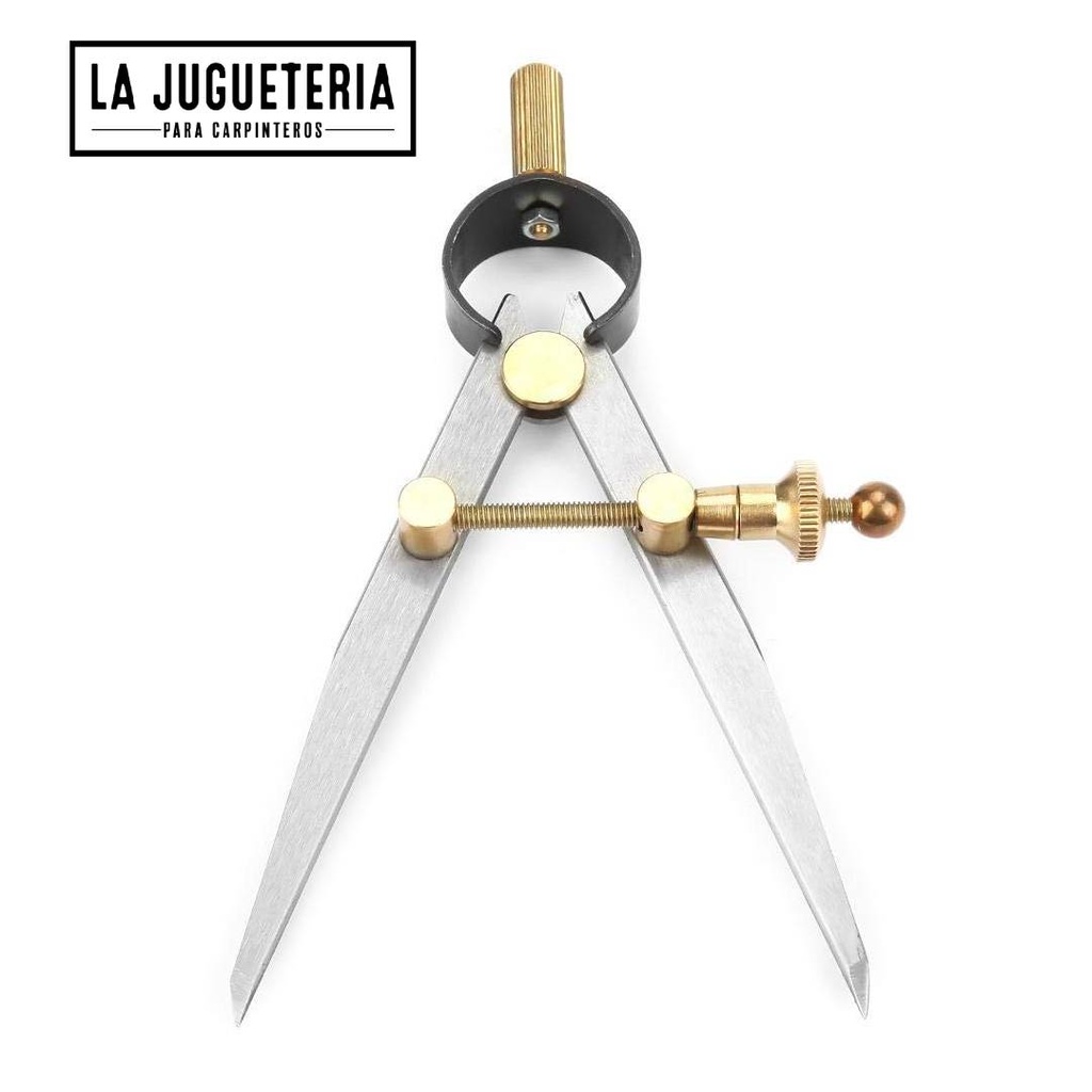[A203] Compás de 3.93 pulgadas, ajustable, con cerradura, divisor de acero al carbono, compás de artesanía de cuero ó madera