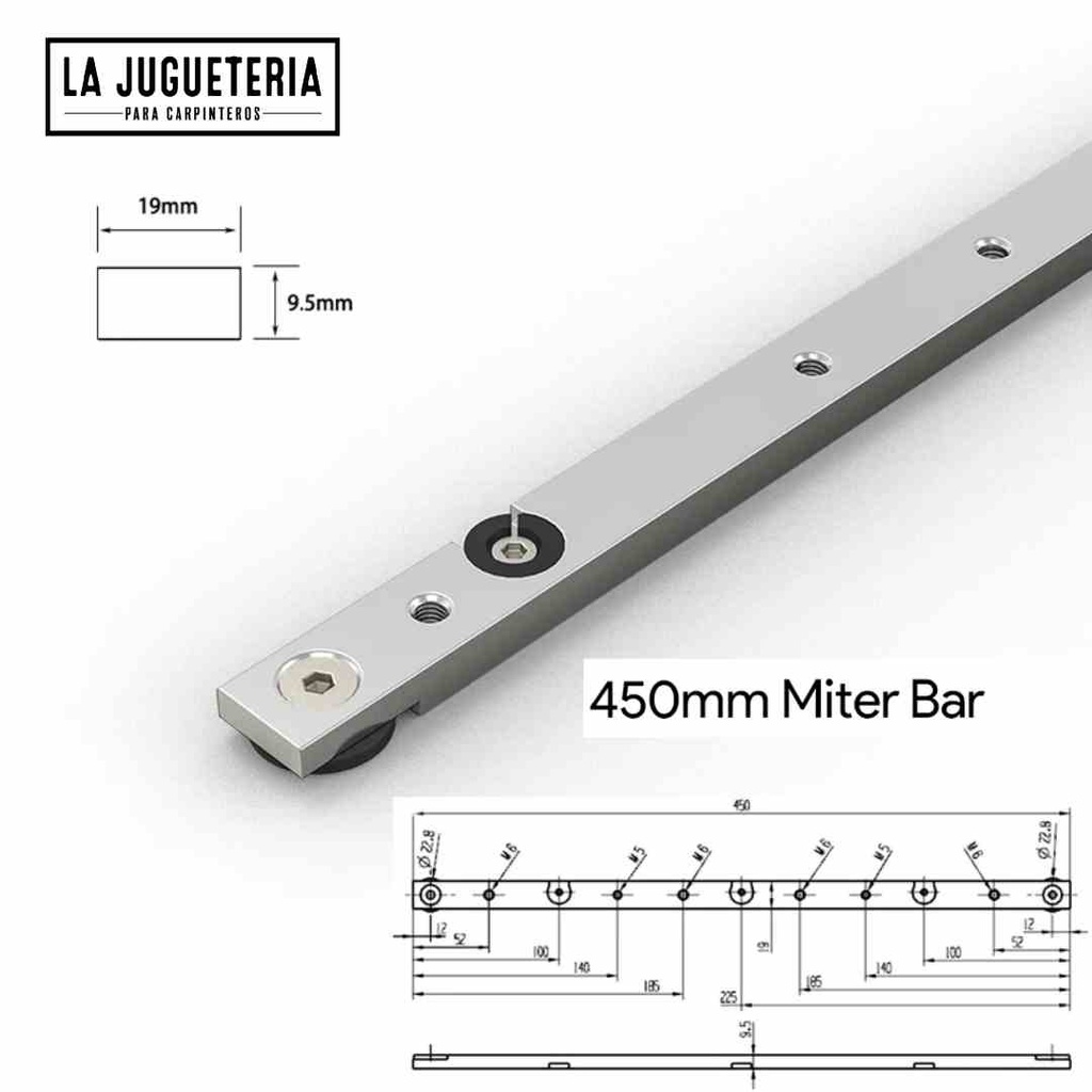 Guía deslizante 45 cm para T-track