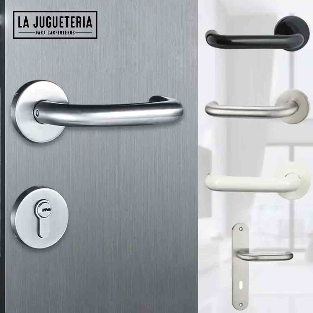 Palanca de Puerta Plateada de Acero Inoxidable Mate 304 - Modelo Birmania