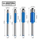 Fresas de corte recto, copiadoras con 2 rodamientos arriba. Vástago de 1/4" Tamaño 1/4 - 5/16 - 1/2 - 3/8. Set 4 pcs. Ref.P50