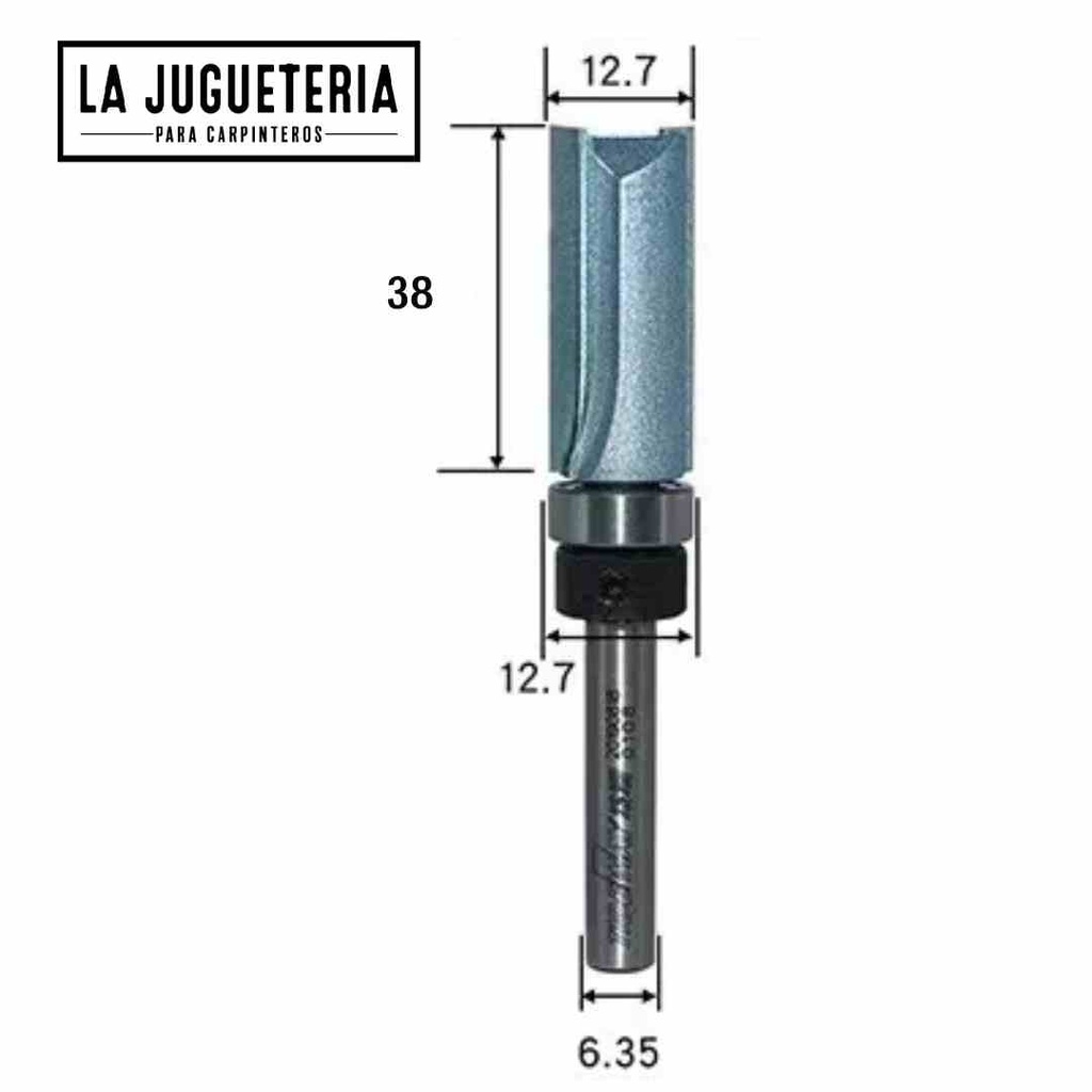 [A353] Fresa de corte recto, copiadora con 1 rodamiento 12,7x38 mm ( 1/4-1/2x38mm). Vástago de 1/4". Ref.P51