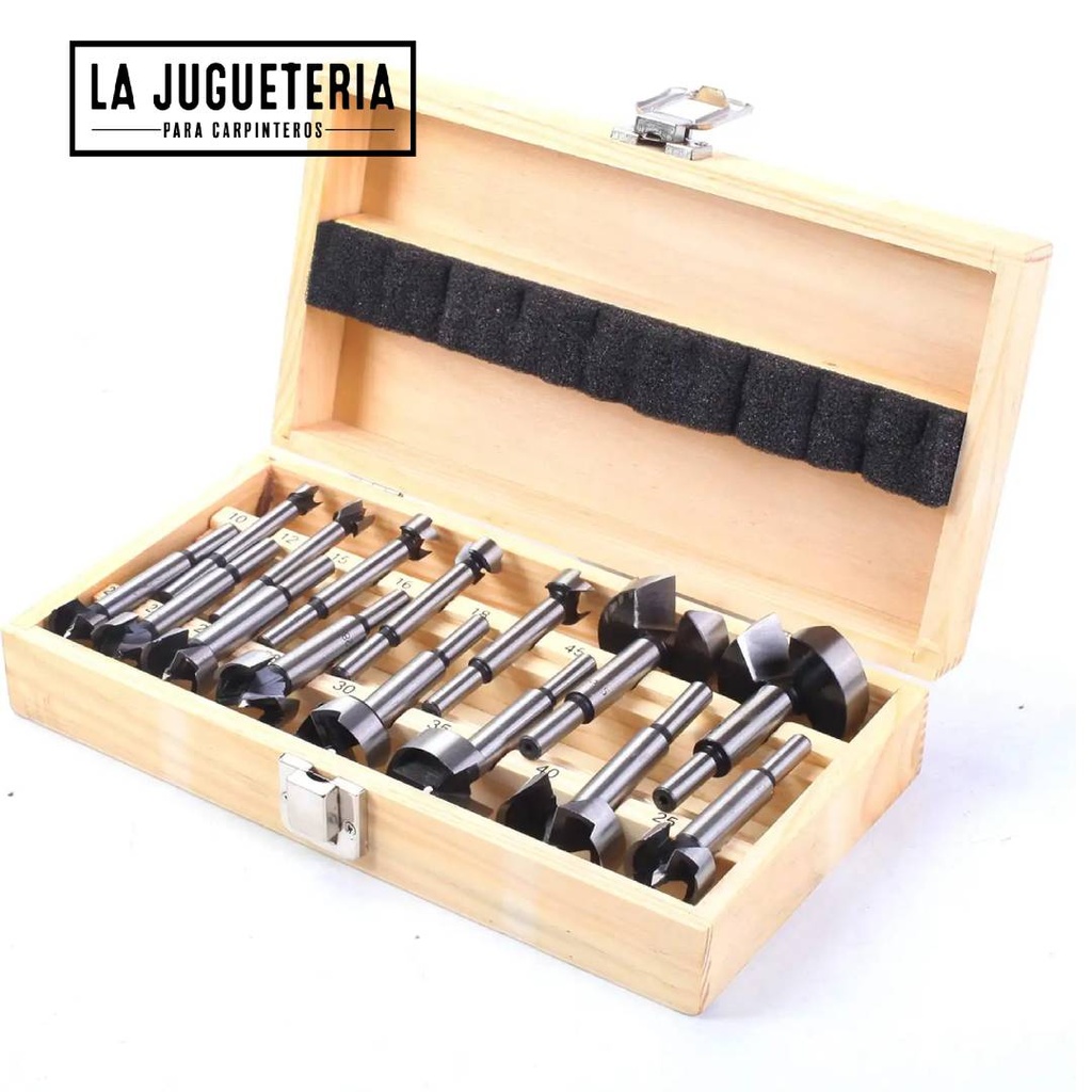[A681] Brocas forstner de acero de carbono para carpintería. Set de 15 piezas.