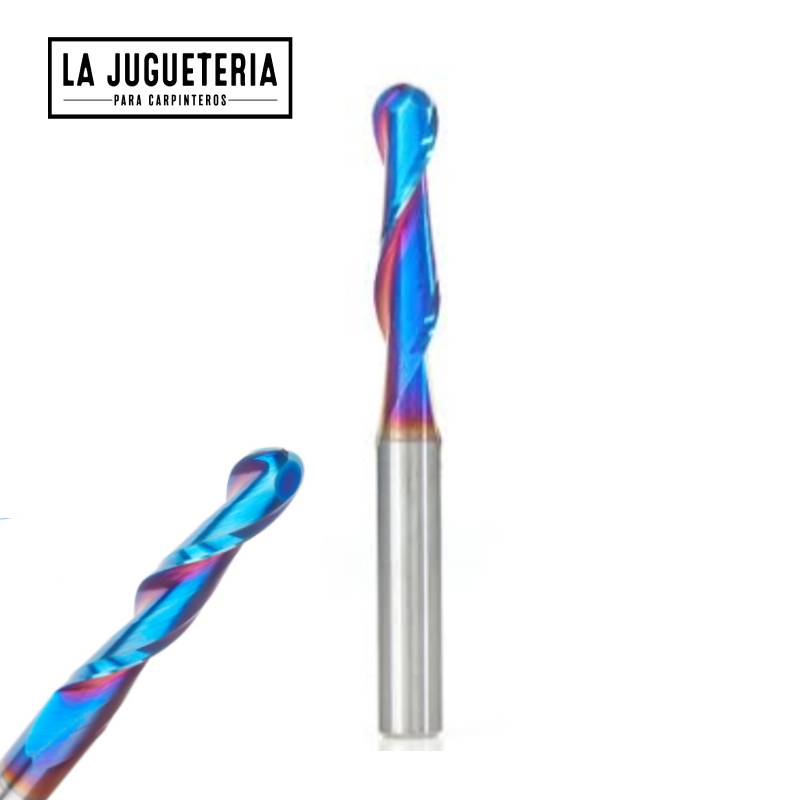 [A837] Fresa Diente de Perro de Carburo Sólido con Recubrimiento Nano Azul, 1/4" de Diámetro x 2-1/2" de Longitud, para Fresado de Precisión. Vástago de 1/4". Ref.P55