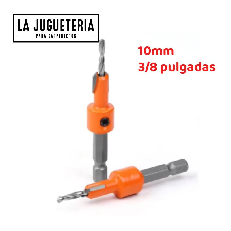 [A804] Broca avellanadora cuello de 10 mm (3/8"), Ángulos 45º y 90º -  Toma Rápida 1/4"