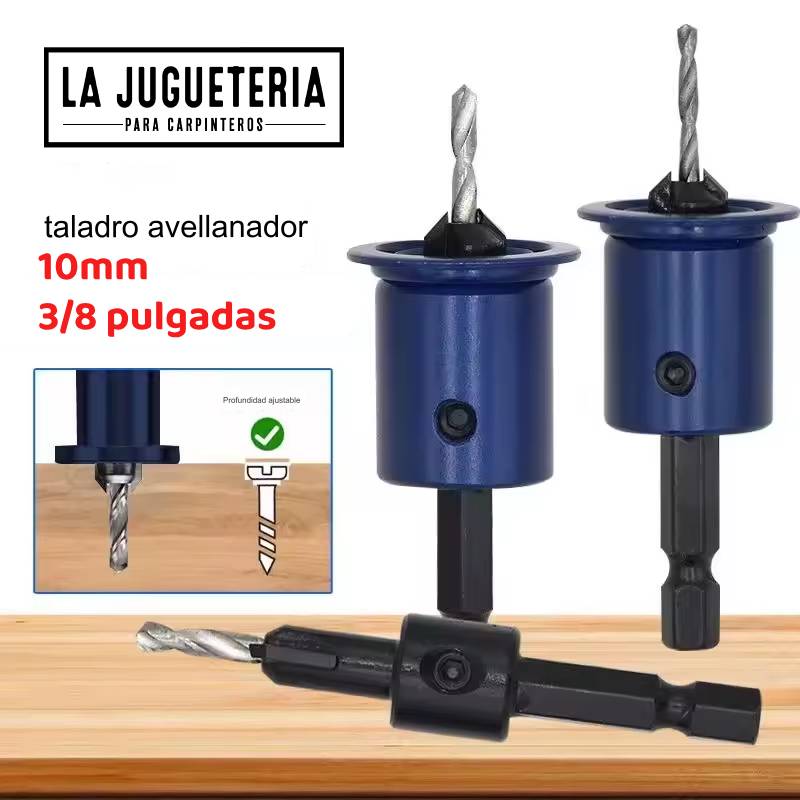 [A803] Broca avellanadora azul con tope de profundidad de 9,5 mm (3/8 Pulgadas) con toma rápida