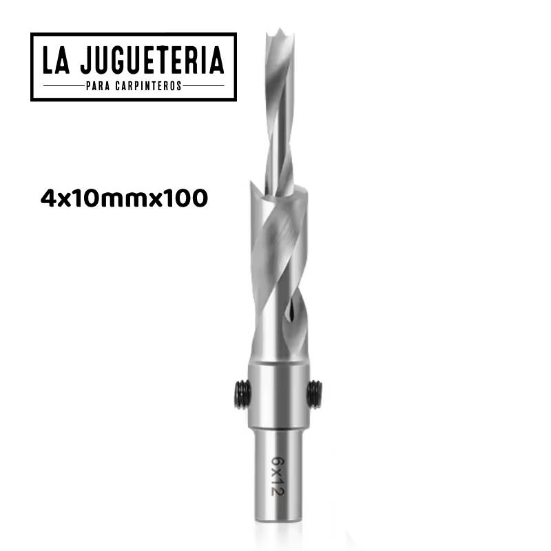 [A807] Broca Avellanadora Ajustable 4 x 10 x 100 mm para Madera HSS