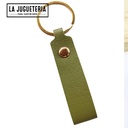 Llavero de cuero VERDE para grabar laser para regalo corporativo con anilla dorada