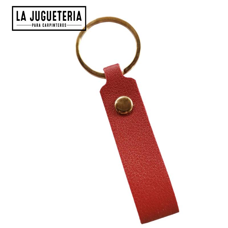 [A869] Llavero de cuero GRANATE para grabar laser para regalo corporativo con anilla dorada