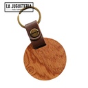 Llavero de madera REDONDO para grabar laser para regalo corporativo con anilla dorada