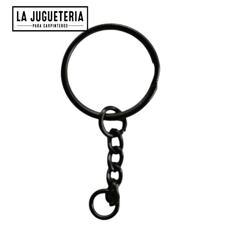 [A867] Llavero Plano de 25mm color NEGRO - Anillos de Metal para Fijación de Llaves y Fabricación de Joyas
