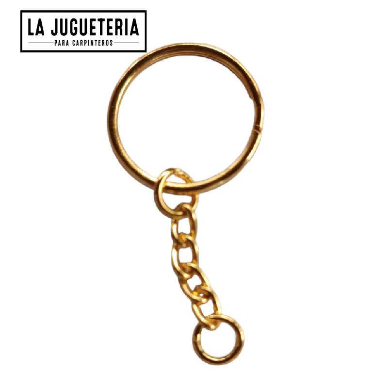 [A866] Llavero Plano de 25mm color DORADO - Anillos de Metal para Fijación de Llaves y Fabricación de Joyas