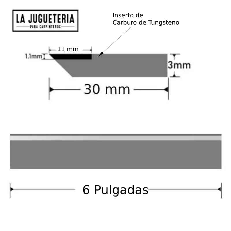 [A987] Cuchillas TCT Calzadas para Cepilladoras y canteadoras (Juegos de 3 hojas) 6" Pulgadas x30x3