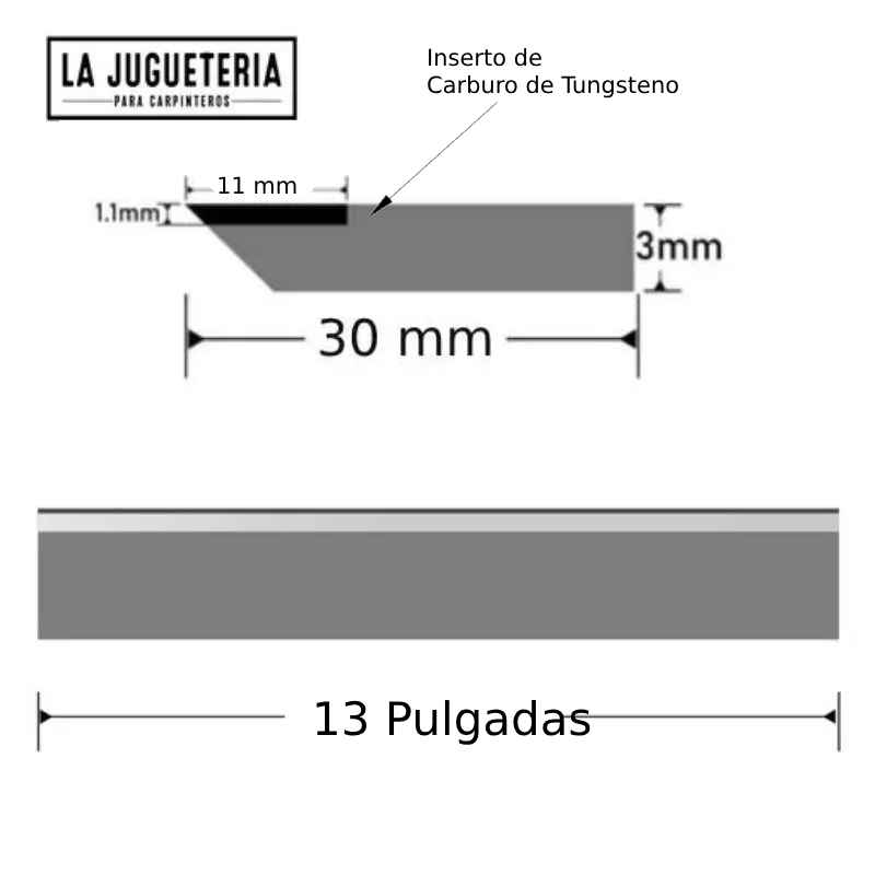 Cuchillas TCT Calzadas para Cepilladoras y canteadoras (Juegos de 3 hojas) 13" Pulgadas x30x3
