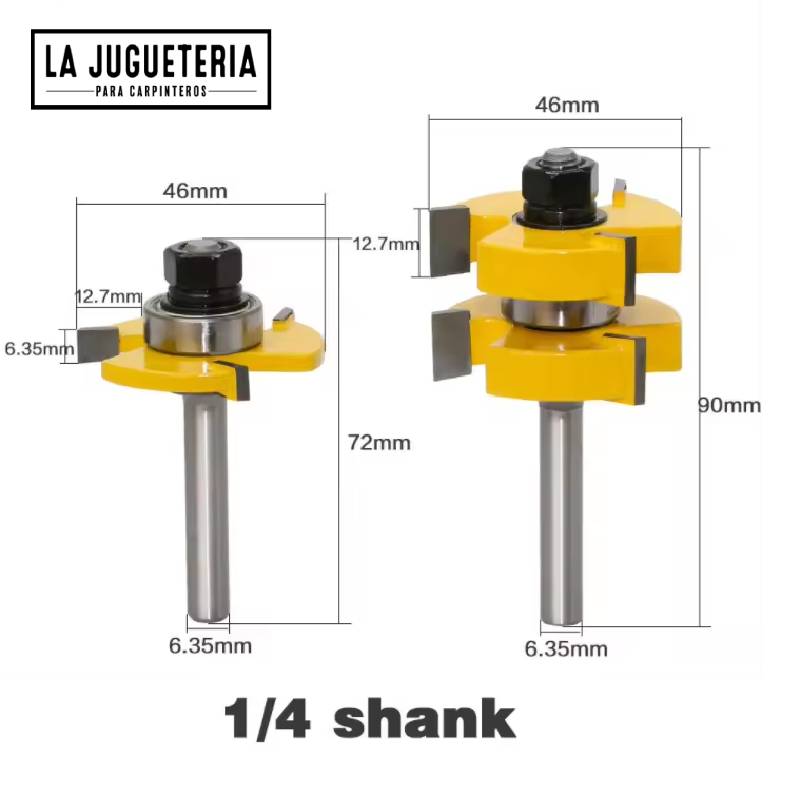[A1036] Fresas Machihembrado de 1/4 de vástago para madera de 1-1/4 Ref.P57