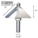 Fresa de chaflán de 45 grados de 1/2 pulgada de vástago de 2 pulgadas de longitud de corte de aproximadamente 1 pulgada de altura de corte Ref:G63