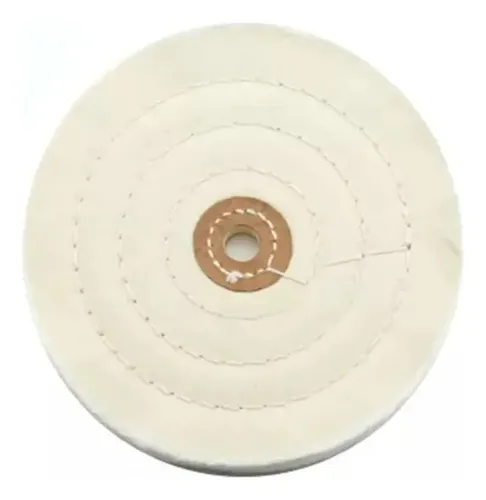 [A1047] Disco o rueda de pulido de 100 mm (≈4") en algodón para tapeteadora — enchapadora de cantos, agujero 12 mm